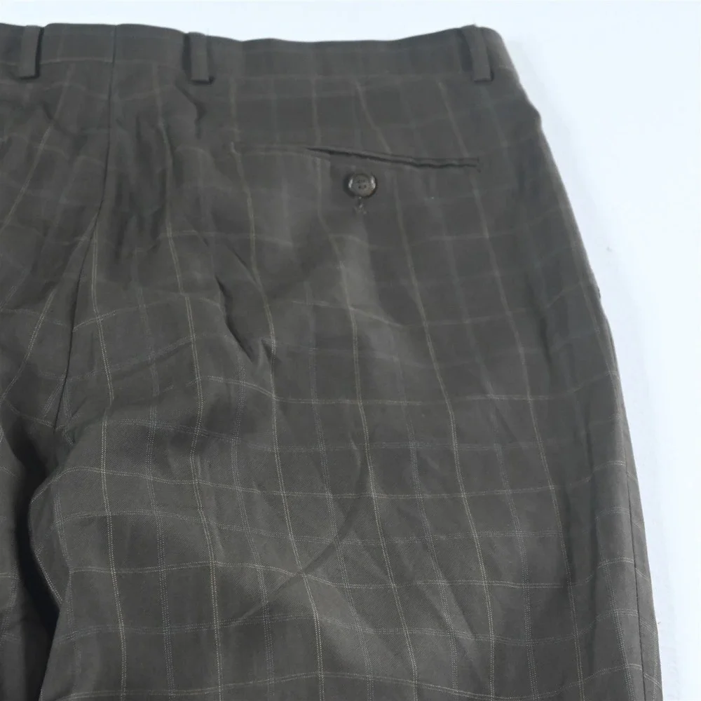 Vanetti 42L 34x30 Brown Windowpane‎ Mens Jacket Pants Suit